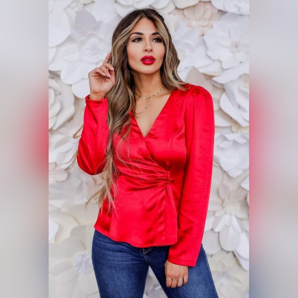Sweet Love Satin Blouse - Red - Small NWOT